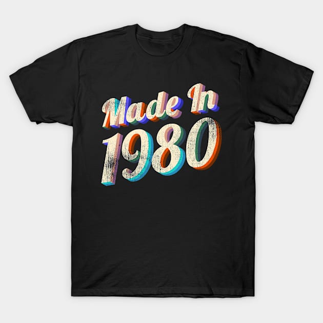 Modern Colorful 1980 Birthday T-Shirt by MintaApparel